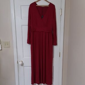 Chic Long Sleeve Red OUGES Maternity Maxi Dress SZ 2XL